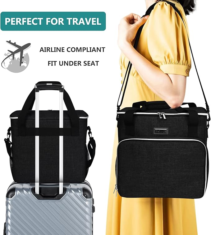 BAGLHER Dog Travel Bag, Pet Travel Bag (All Pet Travel Supplies), with 2 Pet Food Containers and 2 Collapsible Silicone Bowls; Essential Kits for Pet Travel Black-PawvioPets