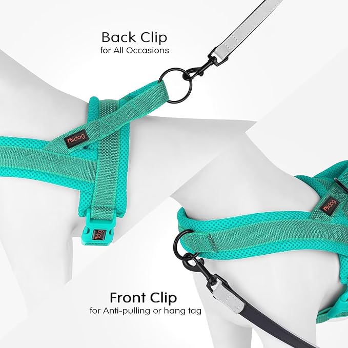 Didog No Pull Dog Harness with Breathable Mesh Padded, Full Reflective & Quick Fit Adjustable Vest Harness, Easy for Training Walking for Small & Medium and Large Dogs (Green, L:Chest 26-32")-PawvioPets