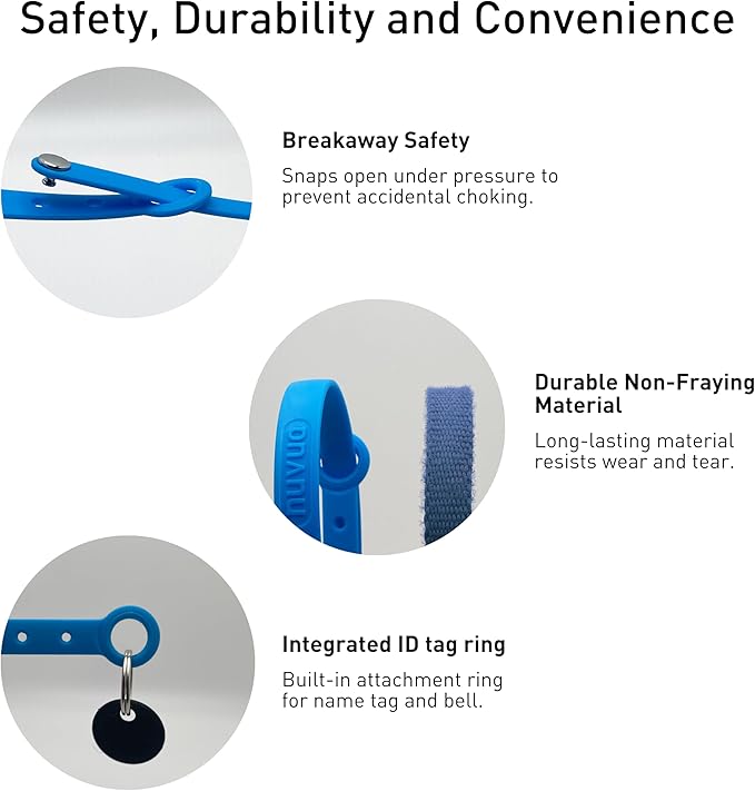 Breakaway Cat Collar - Soft, Comfortable, and Lightweight Safety Buckle Collar with ID Tag Ring for Outdoor Cats and Sensitive Skin Kittens by Nuvuq (6 ⅞" to 10 ¼", Blue)-PawvioPets