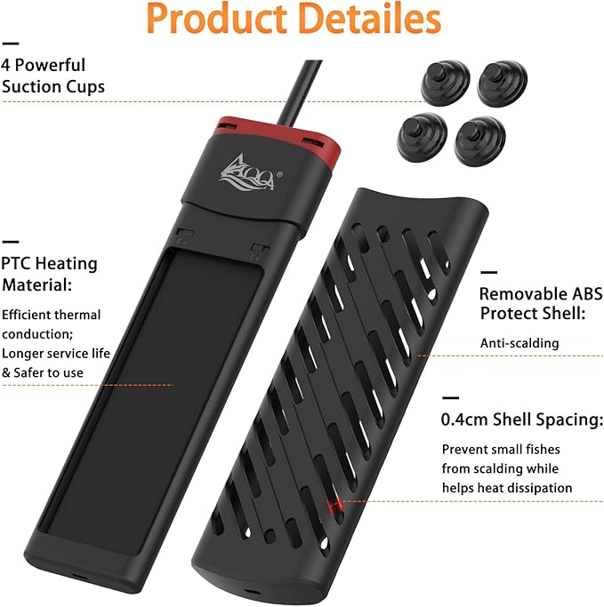 AQQA Fish Tank Heater 200W Aquarium Heater for 20-40 Gal Fish Tank Fish Heater Digital Thermostat with External Controller Temp Range 59-94℉ Over-Temperature Protection (200W for 20-40Gal)-PawvioPets
