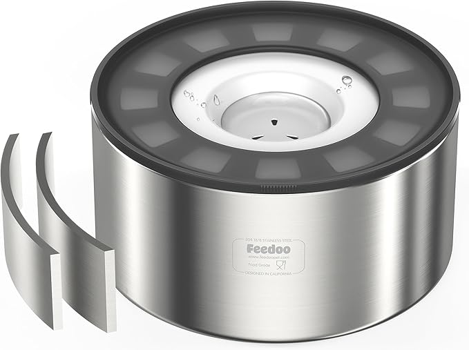 1Gallon No Spill Water Bowl for Dogs, Double-Wall Stainless Steel with Splash-Proof Paws Lid and Floating Disk, Non-Slip Base, Easy to Clean Slow Water Feeder for Large Medium Dogs-PawvioPets