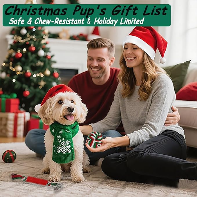 Dog Toys 15 Pack for Teeth Cleaning and Fun, Puppy Teething Chew Toys Tug Rope Squeaky Treat Balls & Rubber Tous Bulk– Variety Dog Gifts Set Reduce Anxiety & Save Furniture, Christmas-PawvioPets