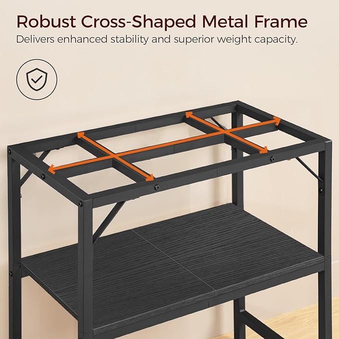 30 Gallon Fish Tank Stand, Aquarium Stand with 2-Tier Storage Shelves, Heavy Duty Breeder Turtle Terrarium Stand Rack for Home Office, 30.0" L x 11.8" W x 24.4" H, Black FTBK3001-PawvioPets