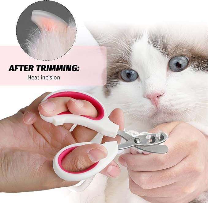 2 PCS Bearded Dragon Nail Clippers, Cat Nail Trimmer, Stainless Steel Cat Claw Clippers, with (White + Pink) Files * 2, Suitable for Reptiles, Novice Pet Families (Orange + Rose Red)-PawvioPets