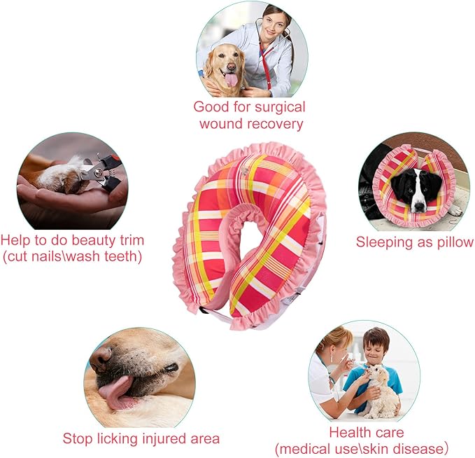 CuteBone Inflatable Cat Cone to Stop Licking After Surgery-Double Adjustable Neck Range P23SO00103S-PawvioPets