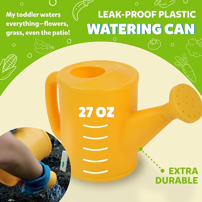 Blue Kids Gardening Tools - Includes Sturdy Tote Bag, Watering Can, Gloves, Shovels, Rake, and Delightful Children's Book - Kids Garden Tool Set -Easter Gifts for Toddler Age on up.-PawvioPets