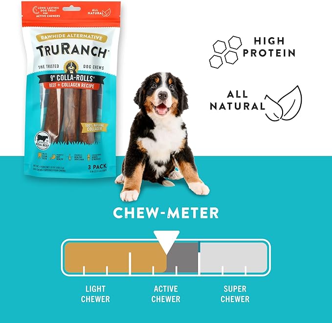 Collagen Rolls - 9" Collagen Rolls for Dogs - Long Lasting Healthy Joint Support - Rawhide Alternative - Skin & Coat Health - Made with Real Beef, Value Pack, 3 Bags, 9 Count-PawvioPets