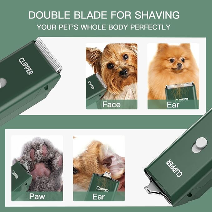Dog Cat Home Hair Waterproof Clipper Portable Electric USB Rechargeable Pet Grooming Tools Low Noise Shaver Cordless Trimmer for Small and Large Pets-PawvioPets