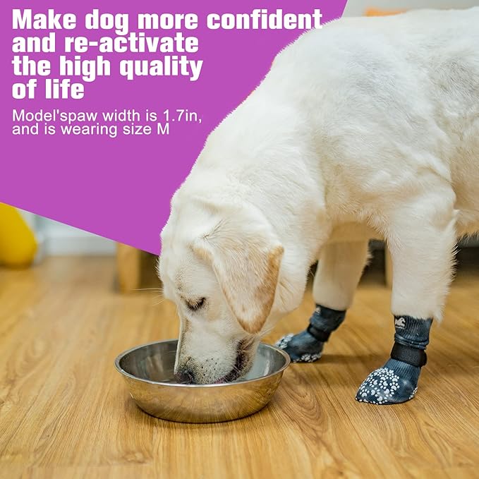 EXPAWLORER Anti Slip Dog Socks to Prevent Licking Paws, Dog Shoes for Hot Pavement, Dog Booties for Small Medium Large Senior Dogs, Traction Control Dog Boots & Paw Protectors for Hardwood Floors-PawvioPets