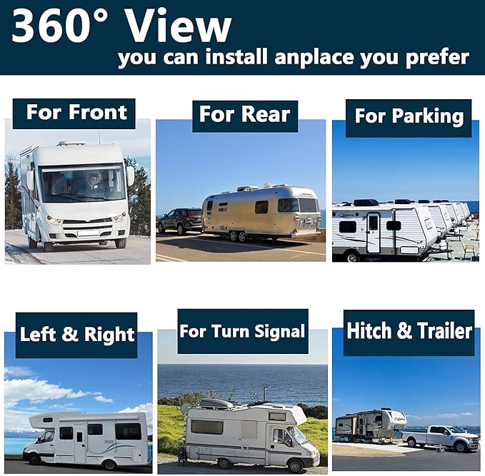 128GB DVR Dash cam Audio 10.1 inch 1080P Backup Camera Monitor & Built-in Recorder for RV Truck Trailer Rear Side Front Reversing View Wired System 4 Split Large Screen Waterproof Avoid Blind Spot-PawvioPets