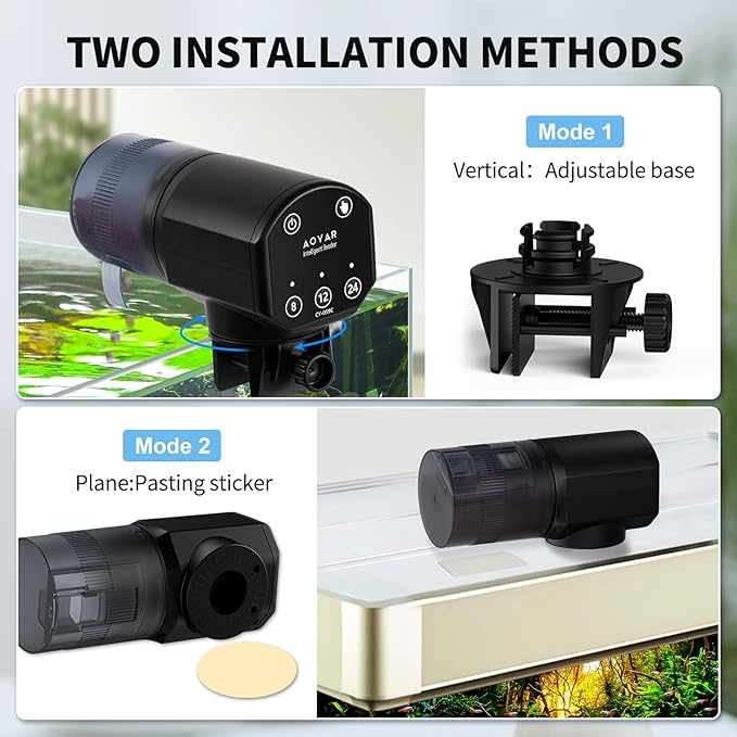 Automatic Fish Feeder for Aquarium: Rechargeable Fish Feeder Dispenser,Moisture-Proof & 200ML Large Capacity Betta Turtle Vacation Feeder,Auto Fish Food Dispenser Timer for Weekends/Business-PawvioPets