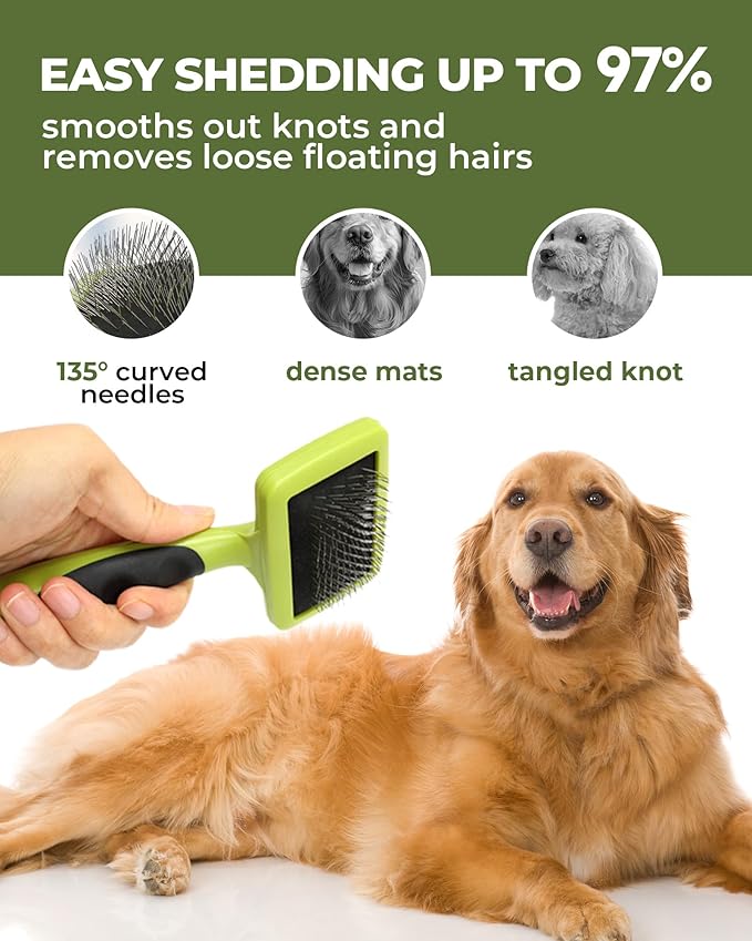 Dog Brush for Shedding Grooming,6 Pack Long-Pin Brush Set for Long Haired Dog Cat Goldendoodles Poodles Doodles Green-PawvioPets