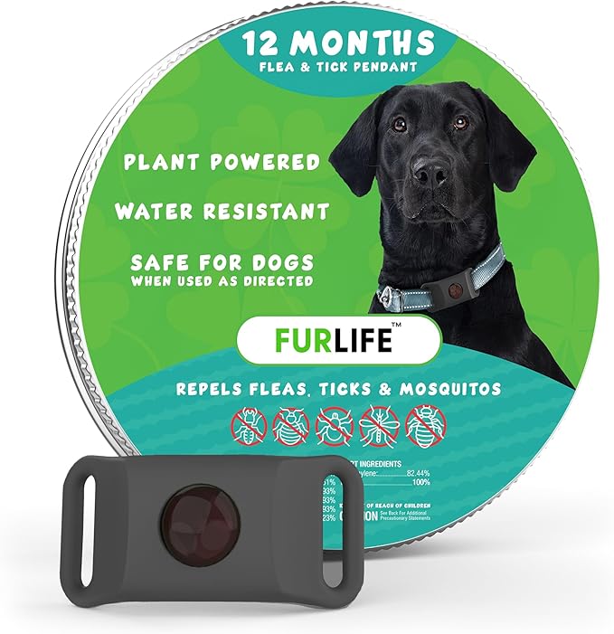 FurLife Grey Dog Tag, Flea and Tick Prevention for Dogs - Waterproof Pendant for Collar, Safe for All Breeds-PawvioPets