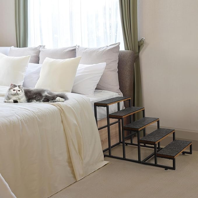 Dog Stairs Ramps Dog Stairs for High Bed Couch 5 Tier Pet Stairs for Small Medium Large Dogs and Cats Pet Step with Non-Slip Stair Tread for Puppy, The Old, and Injured Dogs-PawvioPets
