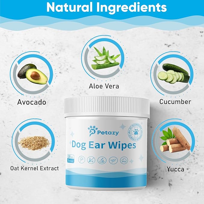 Dog Ear Wipes for Dog Yeast Wax Itch and Odor | Unscented Dog Ear Cleaner for Dogs | Natural Cleaning Puppy Ear Wipes | Soothing Ear Wipes for Pets Cat | Natural Ingredients | 125 XL Pcs-PawvioPets