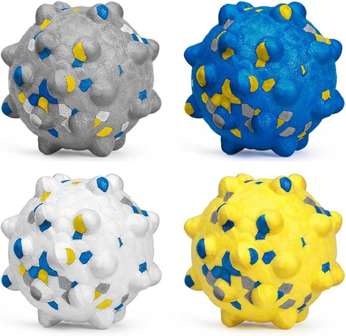 Dog Tennis Balls for Aggressive Chewers, Indestructible Durable Bouncy Interactive Toy for Dogs Fetch Game Lightweight Floating Outdoor Training(4Pcs Small)-PawvioPets