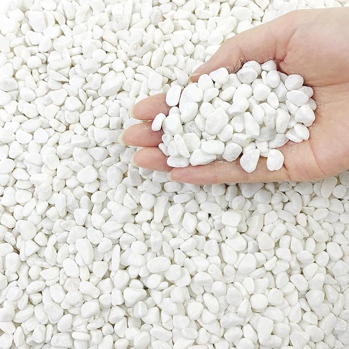 2 lbs White Gravel, 3/8 Inch White Pebbles for Indoor Plants. White Stones for Succulents, Planters, Vase and Outdoor Garden Landscaping-PawvioPets