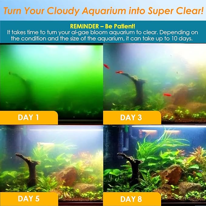 AquaMiracle Aquarium Filter with U - V Light & Pre-Filter Sponge, Fish Tank Filter with Timer for Green Water, Green Clean Machine Turtle Filter with Aeration for Aquarium and Pond 40-70 Gallon-PawvioPets