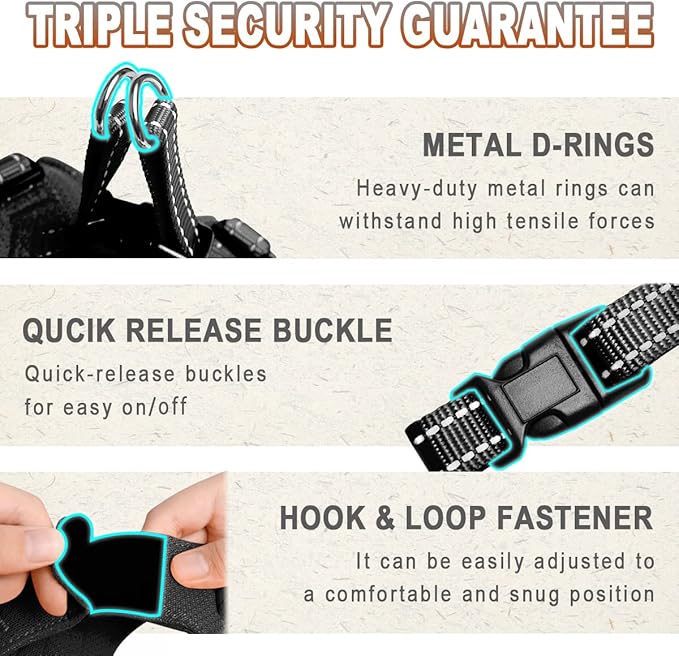 Dog Harness Step in Dog Vest Harness, Reflective Adjustable Puppy No Pull Harness Breathable Soft for Small and Medium Dogs Cats, Black, XS-PawvioPets