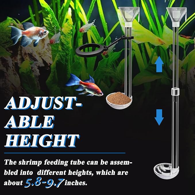 Aquarium Fish Shrimp Feeding Dish Set, Shrimp Feeding Dish Set, Transparent Shrimp Feeding Adjustable Tube with Feeding Ring, Cleaning Brush for Fish Tank and Preventing Food Scattering (Small)-PawvioPets