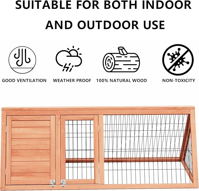 A-Frame Quail Coop,Wooden Quail Cage Indoor Outdoor,Triangle Rabbit Hutch with 2 Doors & Ventilating Wire for Small Animals,Sold by XilishppEcxEco (Ntural Wood)-PawvioPets