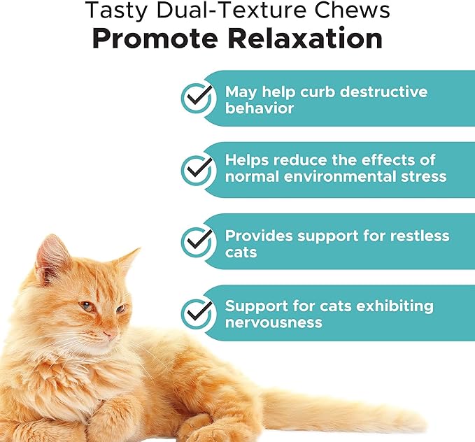 Calming Chews for Cats - Cat Anxiety Relief + Helps Reduce Stress - Behavioral Support & Promotes Relaxation for Travel, Boarding, Vet Visits, Separation Anxiety - Chicken (30-Day Supply)-PawvioPets