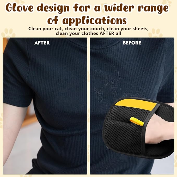 2PCS Pet Hair Remover Gloves, Electrostatic Pet Hair Removal Gloves for Cats & Dogs, Reusable Double Sided Pet Hair Remover,Versatile Grooming Gloves for Washing, Deshedding, Grooming-PawvioPets
