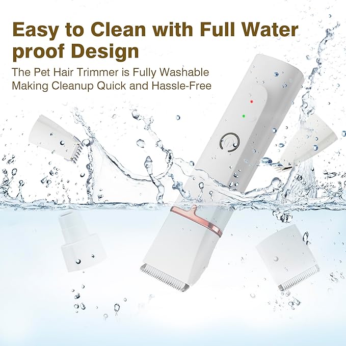 2025 New Petium 4-in-1 Dog Grooming Clippers Kit-Quiet Dog Nail Grinder & Paw Trimmer,Low Noise Cordless Pet Shaver for Small Dogs & Cats,USB-Rechargeable, 6 Guide Combs-PawvioPets