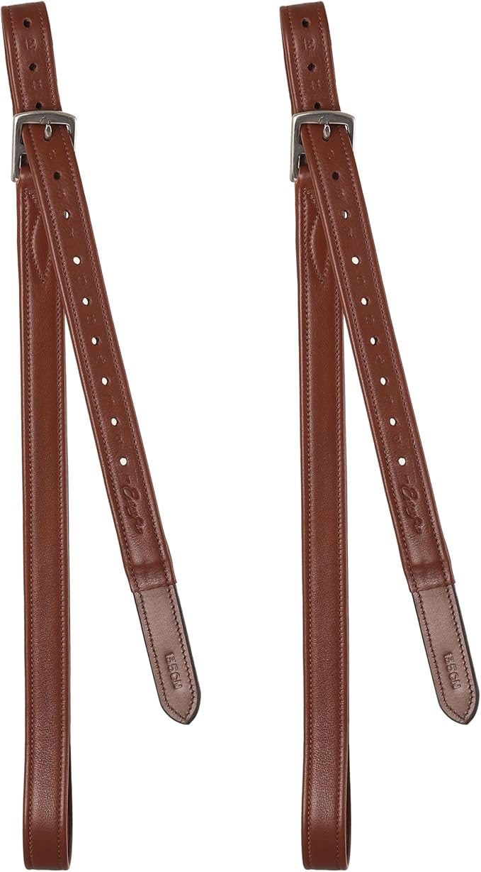Exion FlexiStrong Stirrup Leathers for English Saddle | Ultra-Soft Cow Calfskin with Nylon Core | 1” Wide Stirrup Leathers for Daily Use | Sizes 48" to 62" | Black, Brown-PawvioPets