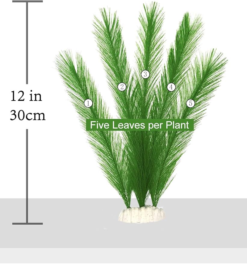 BEGONDIS Aquarium Decorations 5Pcs Fish Tank Artificial Green Water Plants Made of Silk Fabrics Plastic-PawvioPets