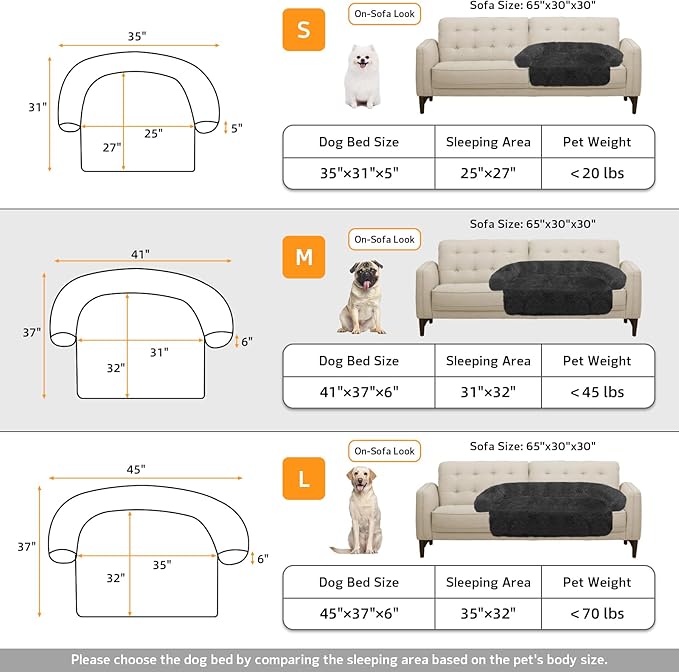 Calming Dog Bed Fluffy Plush Dog Mat for Furniture Protector with Removable Washable Cover for Large Medium Small Dogs and Cats (Medium(41x37x6), Dark Grey)-PawvioPets