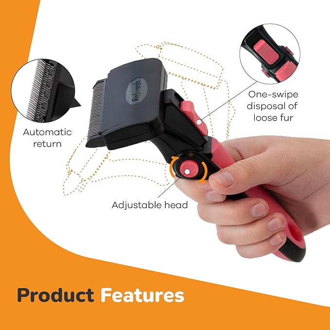 Deshedding Dog Brush for Long Hair (Medium,Pink) – Gentle Deshedding tool for Dogs & Cats – Reduces shedding, without damaging topcoat. Removes Loose Fur & Dead Undercoat.-PawvioPets