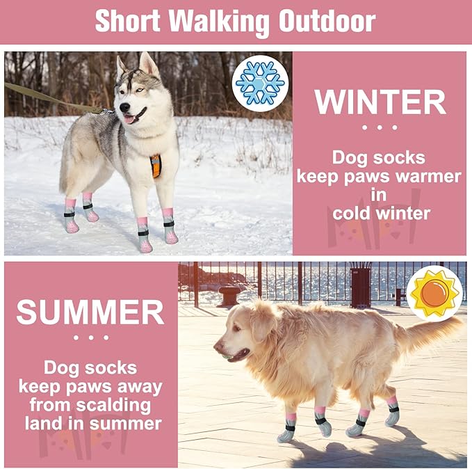 BEAUTYZOO Anti-Slip Dog Socks,Dog Shoes for Hot/Cold Pavement,Paw Protectors with Grips 3 Pairs for Puppy Small Medium Large Senior Old Dogs,Dog Socks to Prevent Licking and Hardwood Floor Protection-PawvioPets