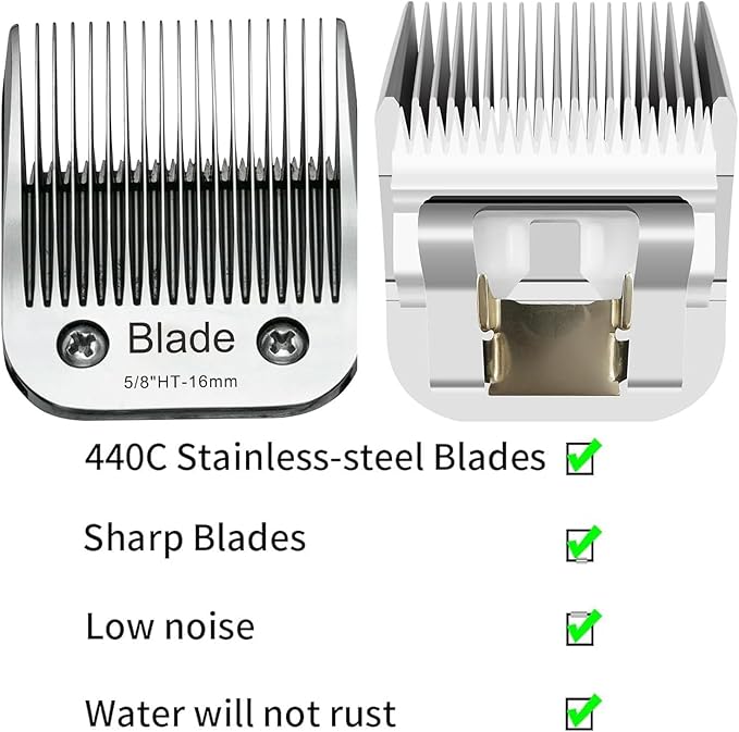 2PCS 5/8" HT Dog Grooming Replacement Blades Compatible with Andis Dog Clippers,Dog Clipper Blades Compatible with Wahl KM-10 Series Clippers, Oster A5,Size-5/8-Inch 16mm Cut Length-PawvioPets
