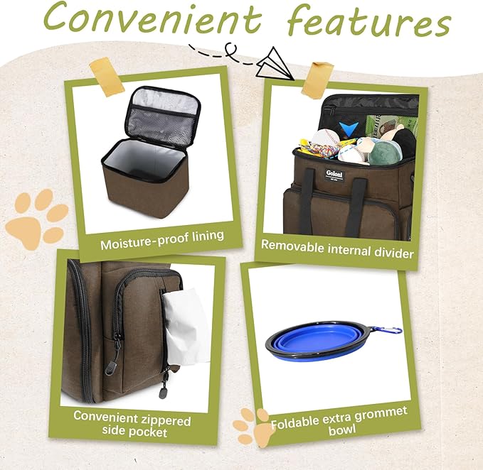 Dog Travel Bag Airline Approved–Pet Travel Tote with Collapsible Bowls,Food Containers & Feeding Mat–Multi-Pocket Organizer for Dogs & Cats, Durable & Water-Resistant for Hiking,Trips,Outdoors-PawvioPets