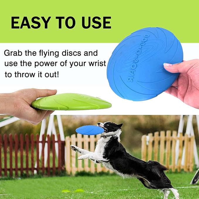 Dog Flying Disc, 2 Pack Dog Flyer Toys, Soft Rubber Interactive Lightweight Flying Disc Dog Toy for Small Large Dogs - Floats in Water & Safe on Teeth, 7.2 inch.-PawvioPets