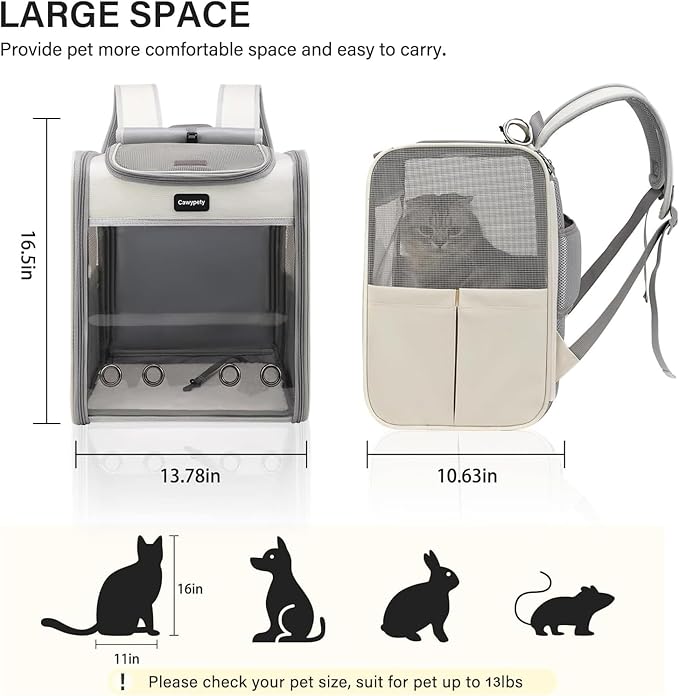 Cat Carrier Backpack,Cat Carrier with Window Blind，Cat Backpack for Small Cats Dogs, Safety Straps, Collapsible, Breathability,Designed for Travel, Hiking, Outdoor,Car-PawvioPets