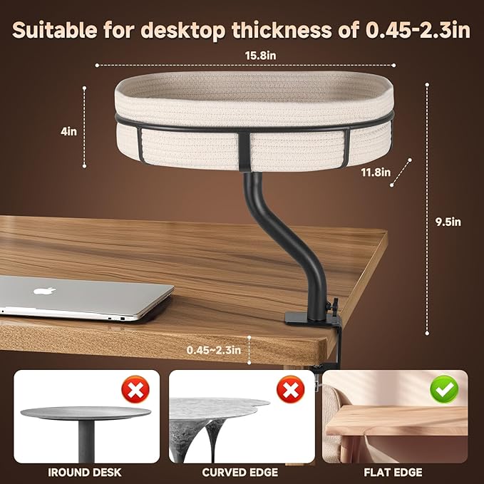Cat Desk Bed - 360° Rotating Mount Attachment - Space-Saving Cats Hammock for Home Office/Computer Desks, Washable All-Season Indoor Pet Nest - Comfortable Perch-PawvioPets