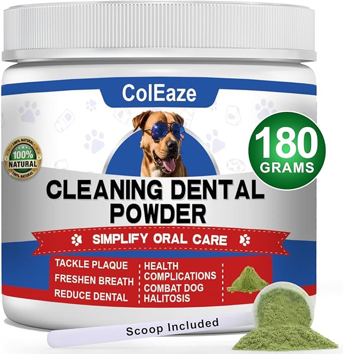 Dog Teeth Cleaning Powder 180G - Dog Dental Powder and Breath Freshener, Dogs Dental Care Supplies, Bad Breath & Tartar Remover for Dogs - Pet Dental Cleaner for All Breeds & Sizes - 60 Day Supply-PawvioPets