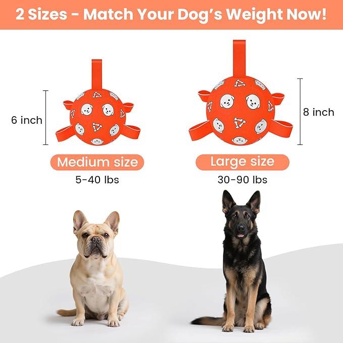 Dog Toys Soccer Ball with Straps, Durable Dog Balls, Interactive Dog Toys for Tug of War, Floating Water Puppy Toys for Indoor/Outdoor – Fun Dog Birthday Gift for Small Medium Dogs, 6 Inch-PawvioPets