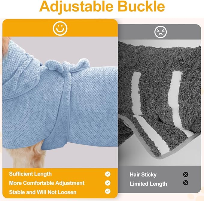 Giant Dog Bath Bubble, Quick Drying Super Absorbent Used for After Bathing, Warm Dog Towels, Adjustable Hoodies and Belts for Pet Dogs Bath Clothes Products (Blue Jacquard, 6XL)-PawvioPets