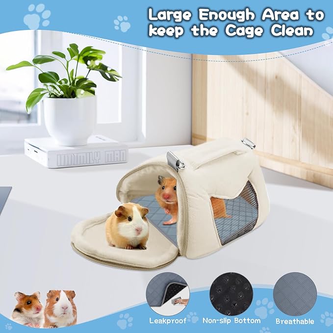 6 Packs Washable Guinea Pig Cage Liners, Waterproof Guinea Pig Pee Pads Reusable Absorbent Bedding Anti Slip Mats for Small Animals Bunny Rabbit Hamster (12 x 12in)-PawvioPets