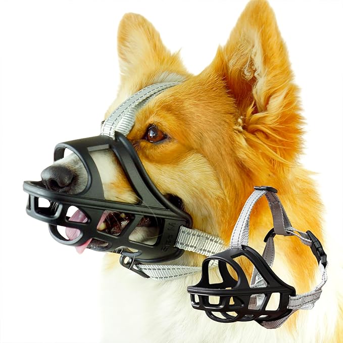 Dog Muzzle, Basket Muzzle for Small Medium Large Dogs, Anti-Biting and Chewing, Lightweight & Sturdy Cage Design, Allows Panting & Drinking, Ideal for Grooming & Training(Black Size XL)-PawvioPets