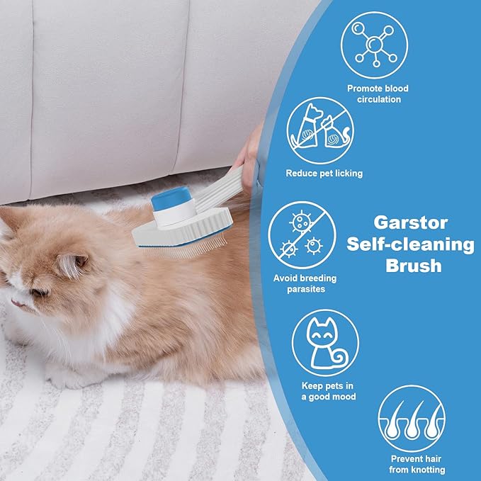 Cat brush, Cat Brush for Long or Short Haired Cats, Remove Loose Fur and Mats, Rounded Pins Reduces Painful Pulling, Not for Tangle and Curly Fur, Azure-PawvioPets