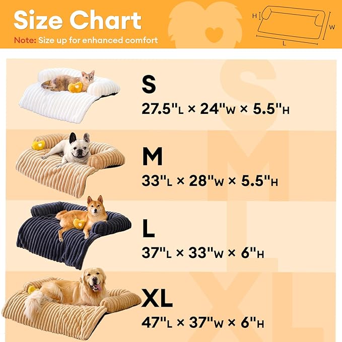 FUNNY FUZZY Pet Couch Cover for Sofa, Calming Dog Bed for Couch, Fluffy Plush Dog Couch Mat for Furniture Protector for Large Medium Small Pets, 47×37 in, Khaki-PawvioPets