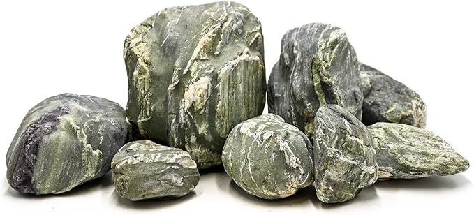 Aquarium Stone Green River Rock 40LB Rocks aquascaping Fish Tank Decor Rocks for Aquariums Fairy Gardens Model Railroads Dioramas Wargaming Mosaic Art（4-10inch / 7PCS）-PawvioPets