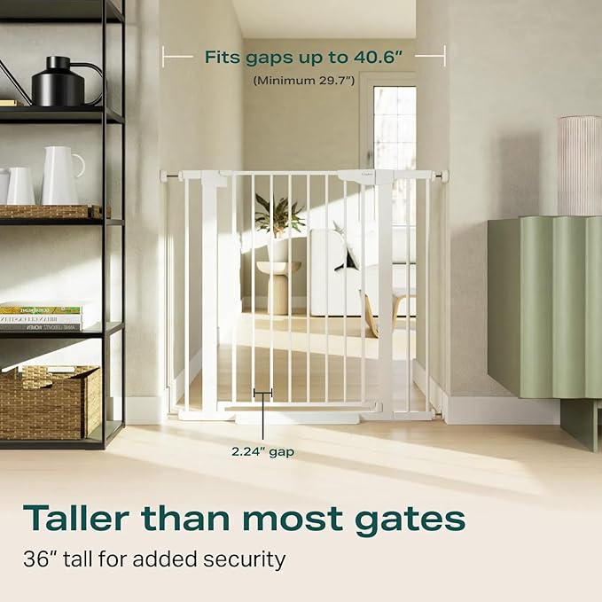 Cumbor 36" Extra Tall Baby Gate for Dogs and Kids with Wide 2-Way Door, 29.7-40.6" Width, and Auto Close Personal Safety for Babies and Pets, Fits Doorways, Stairs, and Entryways-PawvioPets