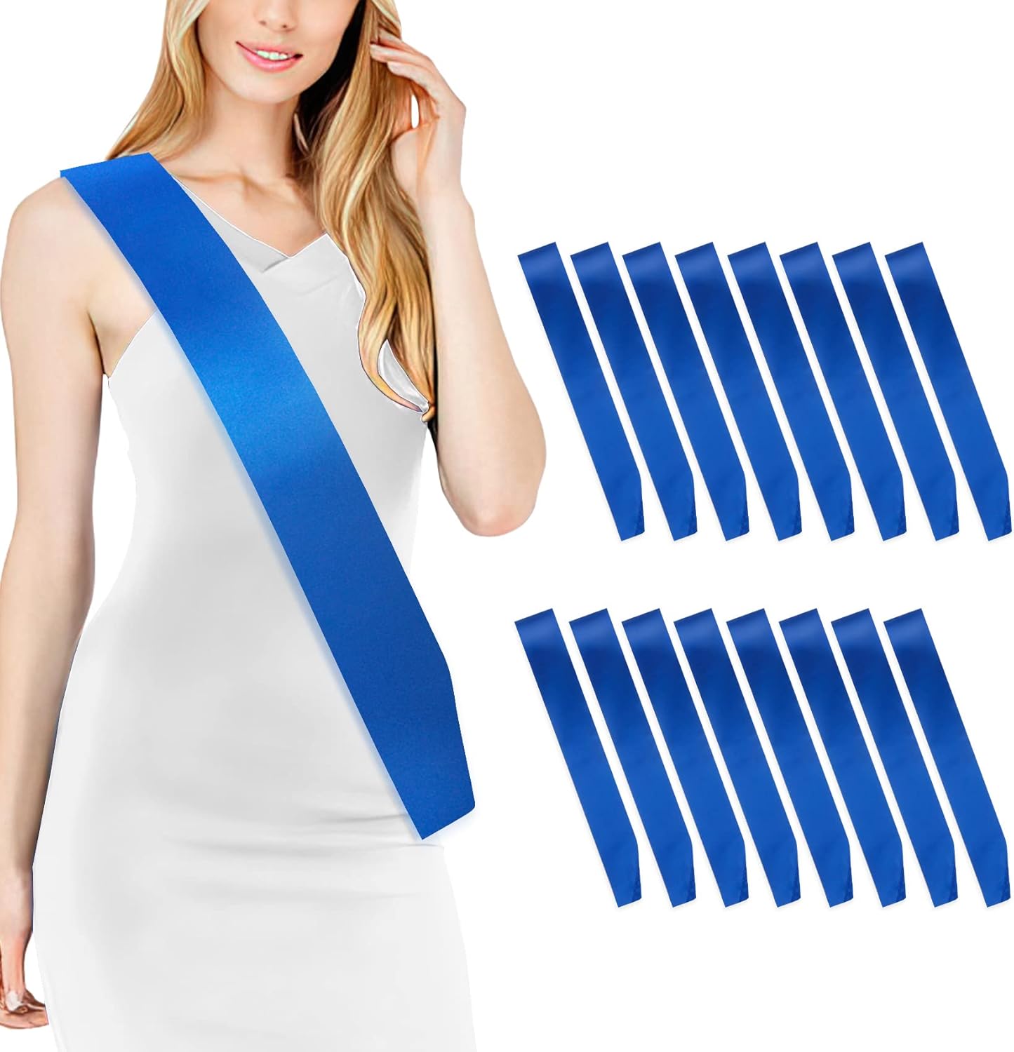 16 Pcs Sash Blank Satin Sash Royal Blue Sash Party, Bride To Be Sash, Plain Sash, Diy Sash Sashes For Pageants, Birthday, Party, Graduation, Hen Party, Homecoming, Wedding, Make Your Own Sash
