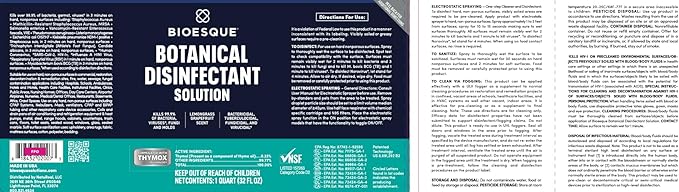 Bioesque Botanical Disinfectant Solution, Heavy Duty Broad-Spectrum Disinfectant, Kills 99.9% of Bacteria, Viruses*, Fungi, & Molds, 32 Fluid Ounce (Pack of 1)-PawvioPets