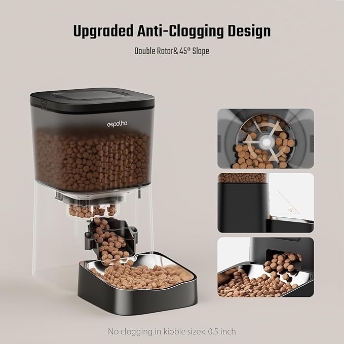 Espelho Automatic Cat Feeder- 4L Timed Cat Food Dispenser 1-6 Meals Control for Cat and Small Dog- Auto Pet Feeder with Desiccant Bag Keep Fresh for Reliable Easy Set Up and Clean- Voice Recorder-PawvioPets